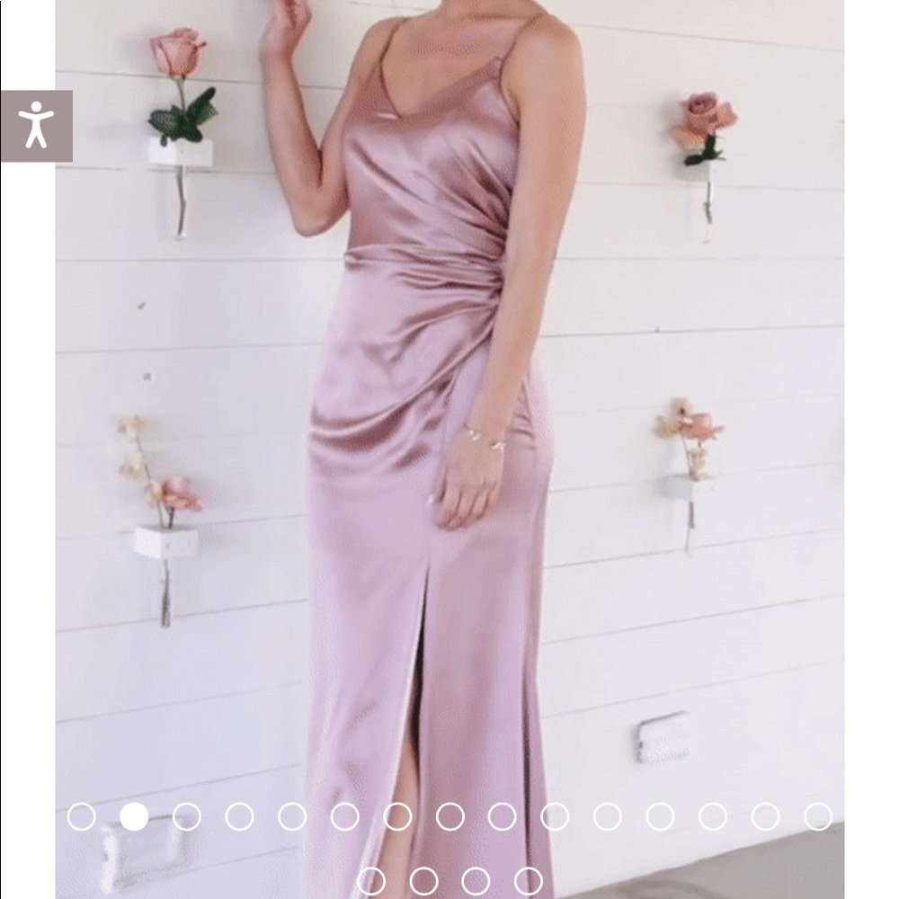 Revelry “Rory” Satin Desert Rose Bridesmaids Dress